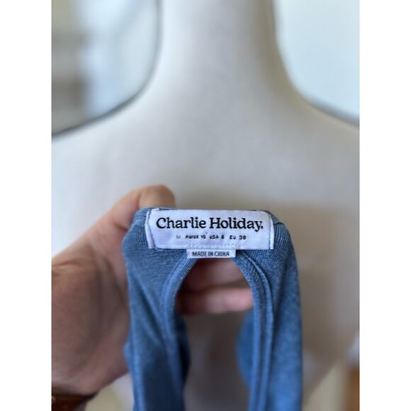 Charlie Holiday Sonny Blue Metallic Ruched Mini Dress - Picture 6 of 8